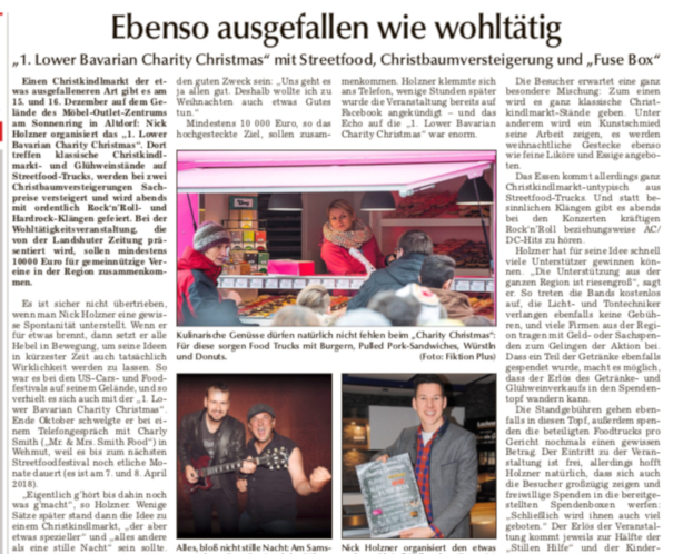 Landshuter Zeitung - Vorbericht zum 1. Lower Bavarian Charity Christmas