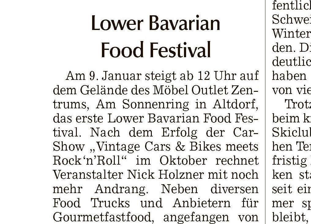 Landshuter Zeitung - Vorbericht zum 1. Lower Bavarian Food Festival (Rand)